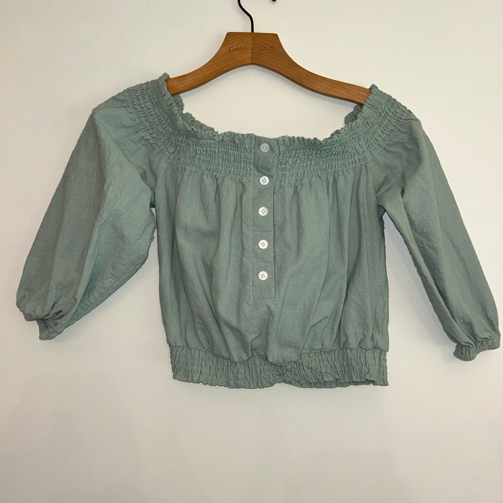 Women's Green Off-Shoulder Top